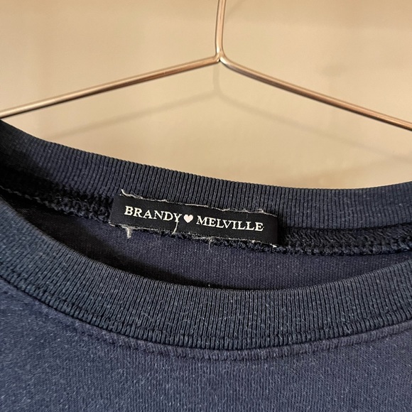 Brandy Melville Two Stripe Navy Crewneck - Picture 2 of 3